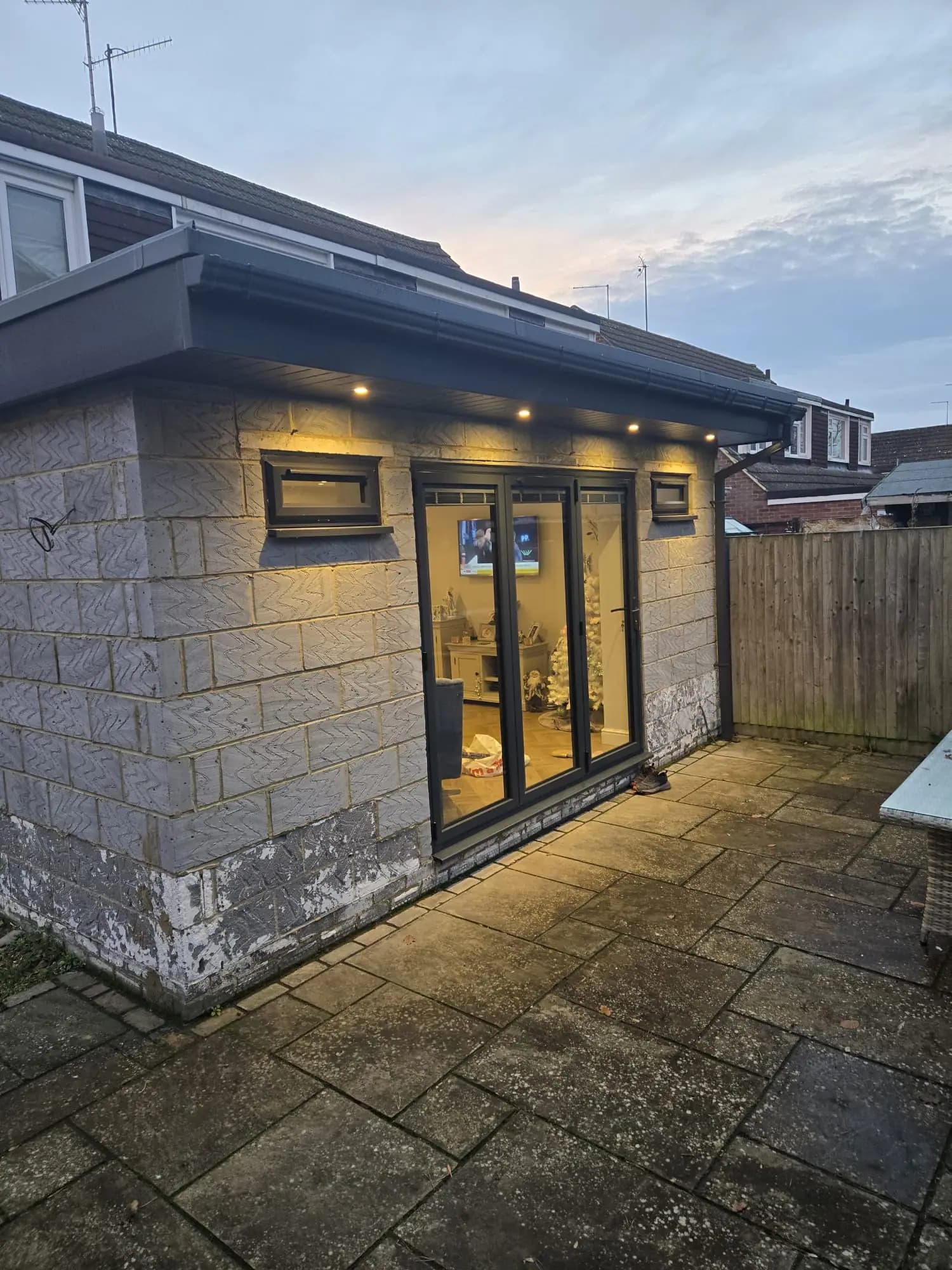 Rear blockwork extension in Maidstone before silicone render